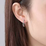 925 Silver Big Hoops Earrings CZ Huggie For Women Wedding 6 Size