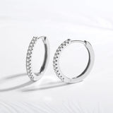 925 Silver Big Hoops Earrings CZ Huggie For Women Wedding 6 Size