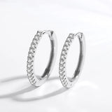 925 Silver Big Hoops Earrings CZ Huggie For Women Wedding 6 Size