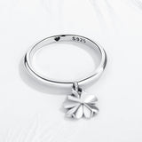 Retro Punk 925 Sterling Silver Rings Flower Pendant Jewelry Halloween Accessorie