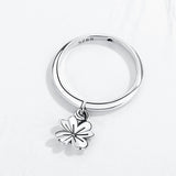 Retro Punk 925 Sterling Silver Rings Flower Pendant Jewelry Halloween Accessorie