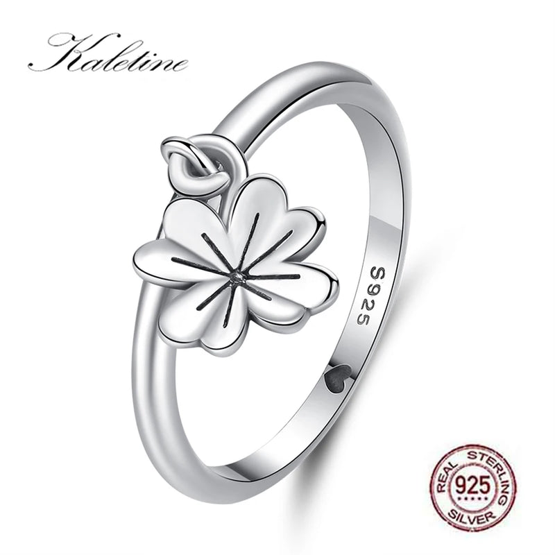 Retro Punk 925 Sterling Silver Rings Flower Pendant Jewelry Halloween Accessorie