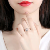 Retro Punk 925 Sterling Silver Rings Flower Pendant Jewelry Halloween Accessorie