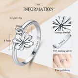 Retro Punk 925 Sterling Silver Rings Flower Pendant Jewelry Halloween Accessorie
