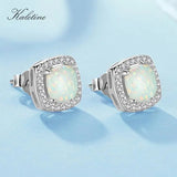 925 Silver Opal Stud Earrings Square Design for Women