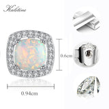 925 Silver Opal Stud Earrings Square Design for Women