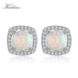 925 Silver Opal Stud Earrings Square Design for Women