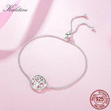 925 Silver Bracelet Heart Tree of Life Charm Green Crystal Adjustable Jewelry