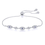 925 Sterling Silver Evil Eye Bracelet Enamel Hamsa Fatima Hand Bangle