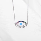 Evil Eye Necklace Crystal Lucky Eye Pendant 925 Sterling Silver Chain Choker