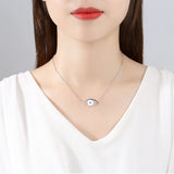 Evil Eye Necklace Crystal Lucky Eye Pendant 925 Sterling Silver Chain Choker