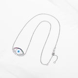 Evil Eye Necklace Crystal Lucky Eye Pendant 925 Sterling Silver Chain Choker
