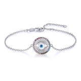 Evil Eye Charm Bracelet Sterling Silver Hamsa Bracelet for Women
