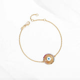 Evil Eye Charm Bracelet Sterling Silver Hamsa Bracelet for Women