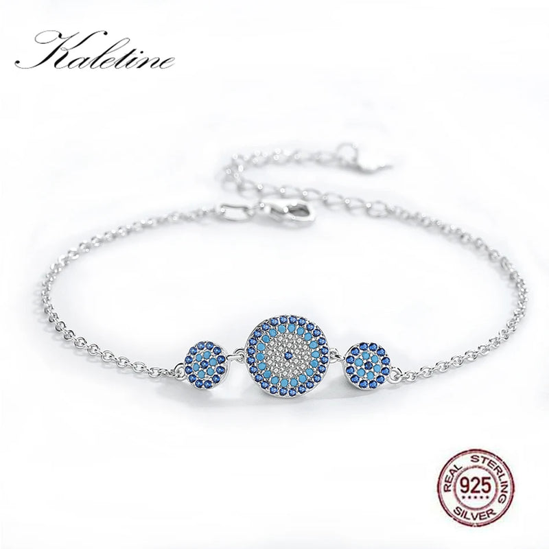 Sterling Silver Evil Eye Bracelet CZ Stones Tennis Bracelet