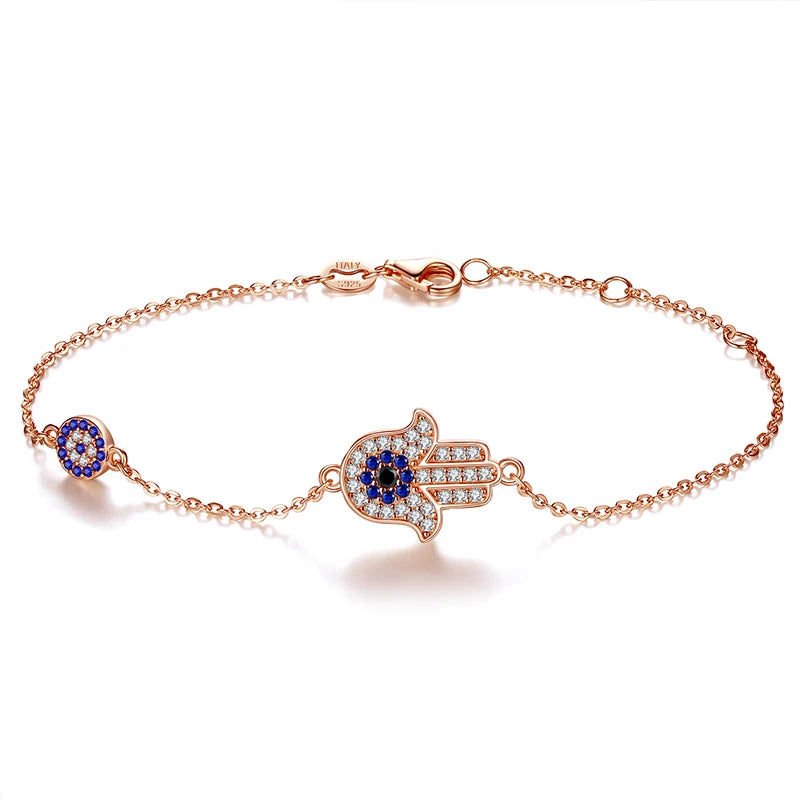 925 Silver Evil Eye Hand Bracelet for Women Turkish Jewelry