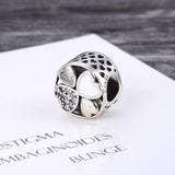 KAMAF 925 Sterling Silver Flower Charm for DIY Beaded Bracelet