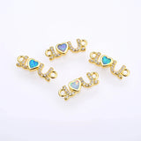 KAMAF 4 PCS Opal 17*6mm LOVE Copper Inlay Zircon DIY Jewelry Accessories