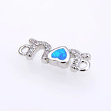 KAMAF 4 PCS Opal 17*6mm LOVE Copper Inlay Zircon DIY Jewelry Accessories