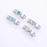 KAMAF 4 PCS Opal 17*6mm LOVE Copper Inlay Zircon DIY Jewelry Accessories