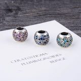 KAMAF Sterling Silver Round Zirconium Beads for DIY Bracelet