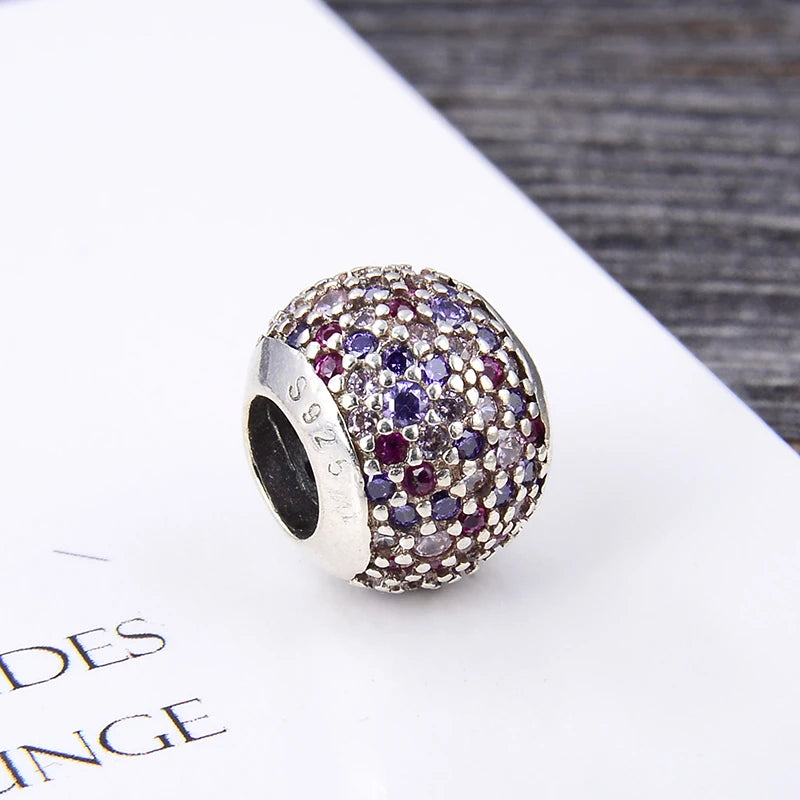 KAMAF Sterling Silver Round Zirconium Beads for DIY Bracelet