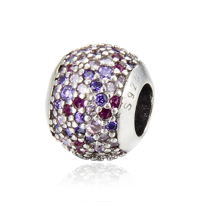 KAMAF Sterling Silver Round Zirconium Beads for DIY Bracelet