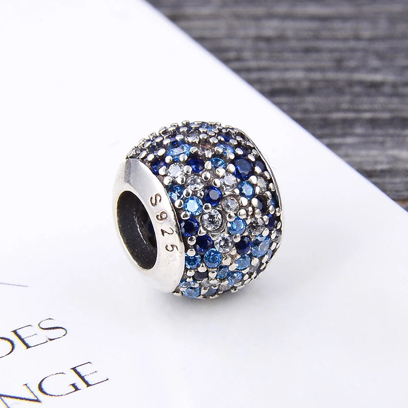 KAMAF Sterling Silver Round Zirconium Beads for DIY Bracelet