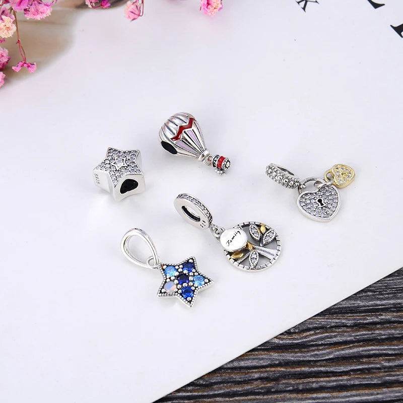 KAMAF925 Tree of Life Pentagram Air Balloon Pendant for DIY Jewelry