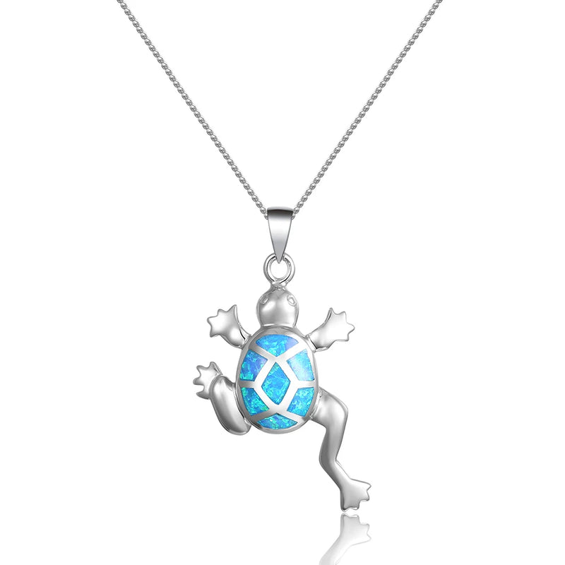 925 Silver Opal Sea Turtle Pendant Necklace for Women N818