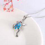 925 Silver Opal Sea Turtle Pendant Necklace for Women N818