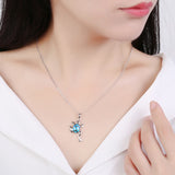 925 Silver Opal Sea Turtle Pendant Necklace for Women N818