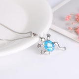 925 Silver Opal Sea Turtle Pendant Necklace for Women N818