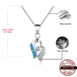 925 Silver Opal Necklace for Women CZ Wedding Jewelry