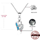925 Silver Opal Necklace for Women CZ Wedding Jewelry