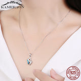 925 Silver Opal Necklace for Women CZ Wedding Jewelry