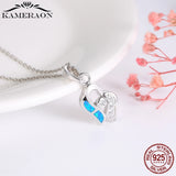 925 Silver Opal Necklace for Women CZ Wedding Jewelry