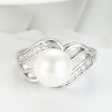 CZ Pearl Ring Silver Jewelry for Wedding R0917