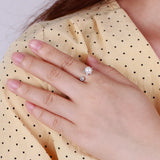 925 Silver Mermaid Ring CZ Shell Pearl Adjustable