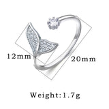 925 Silver Mermaid Ring CZ Shell Pearl Adjustable