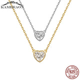 925 Sterling Silver Heart Necklace with Clear CZ Zircon N833S