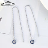 Long Evil Eyes Pendant Earrings 925 Silver Tassel Jewelry