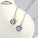 Long Evil Eyes Pendant Earrings 925 Silver Tassel Jewelry