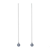 Long Evil Eyes Pendant Earrings 925 Silver Tassel Jewelry