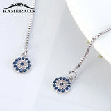 Long Evil Eyes Pendant Earrings 925 Silver Tassel Jewelry