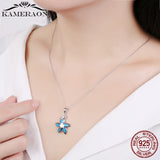 925 Silver Opal Zircon Flower Pendant Necklace for Women Fine Jewelry