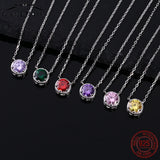 Zircon Necklace 925 Sterling Silver Circle Chain Necklace for Women
