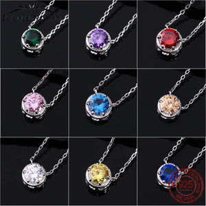 Zircon Necklace 925 Sterling Silver Circle Chain Necklace for Women
