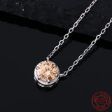 Zircon Necklace 925 Sterling Silver Circle Chain Necklace for Women