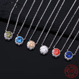 Zircon Necklace 925 Sterling Silver Circle Chain Necklace for Women